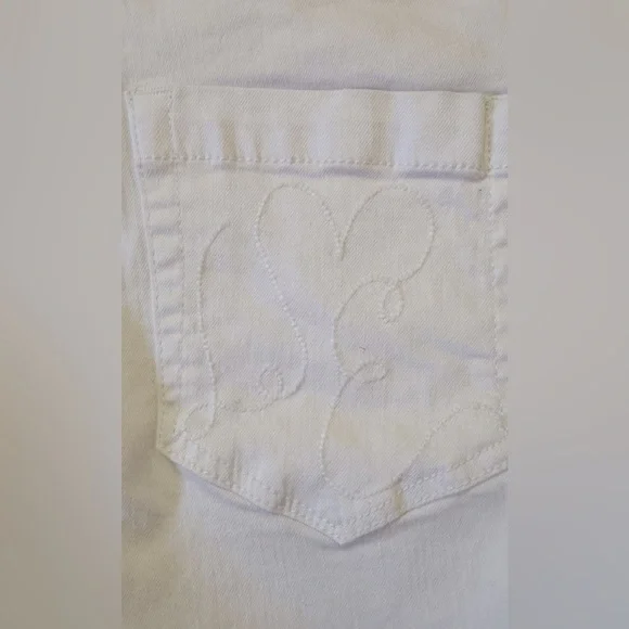 Libby Edelman White/Blk Sequin Skinny Jean side 8 - Picture 3 of 5